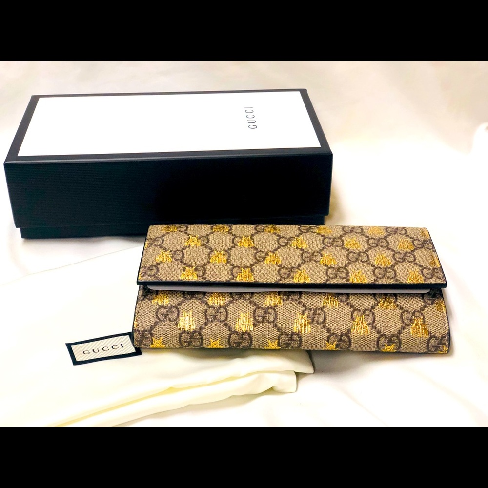 Gucci Bee Supreme Wallet Leather B Wallet
